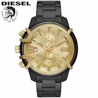 Reloj Diesel Griffed DZ4525 para Hombre Fecha Cronómetro Acero Negro Dial Dorado